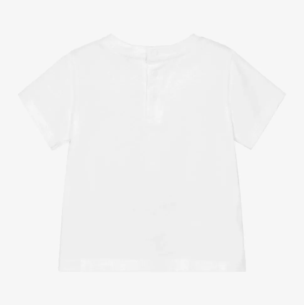 Baby Boys White Cotton T-Shirt