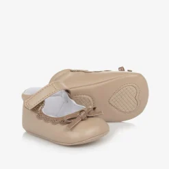 Baby Girls Beige Bow Pre-Walker Shoes