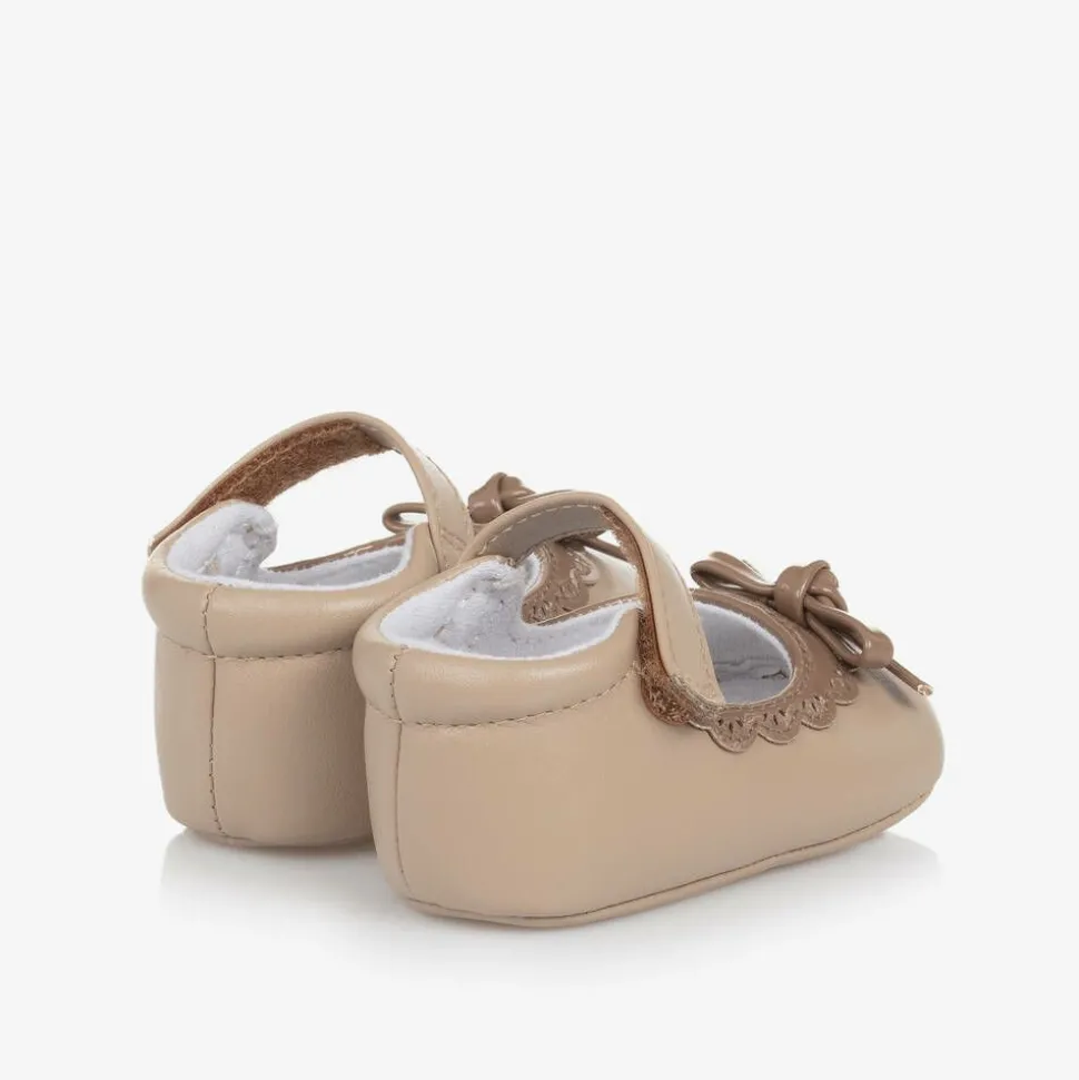 Baby Girls Beige Bow Pre-Walker Shoes