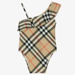 Baby Girls Beige Check Swimsuit