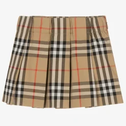 Baby Girls Beige Vintage Check Pleated Skirt