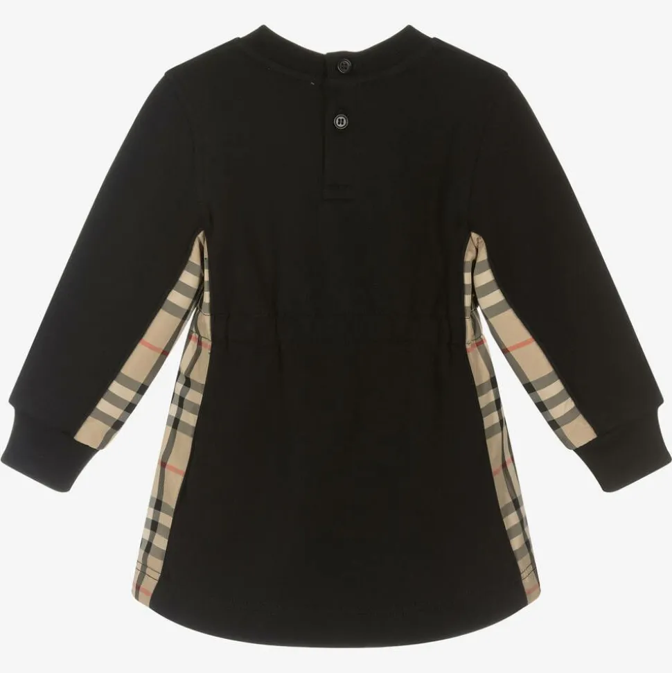 Baby Girls Black Cotton Check Dress