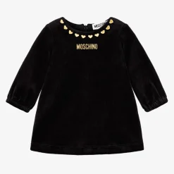 Baby Girls Black Velour Hearts Dress