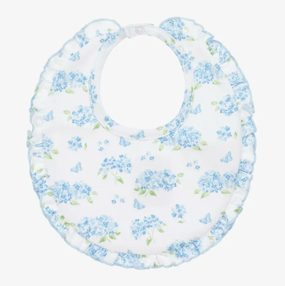 Baby Girls Blue Cotton Heavenly Hydrangeas Bib