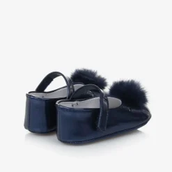 Baby Girls Blue Pom-Pom Pre-Walker Shoes