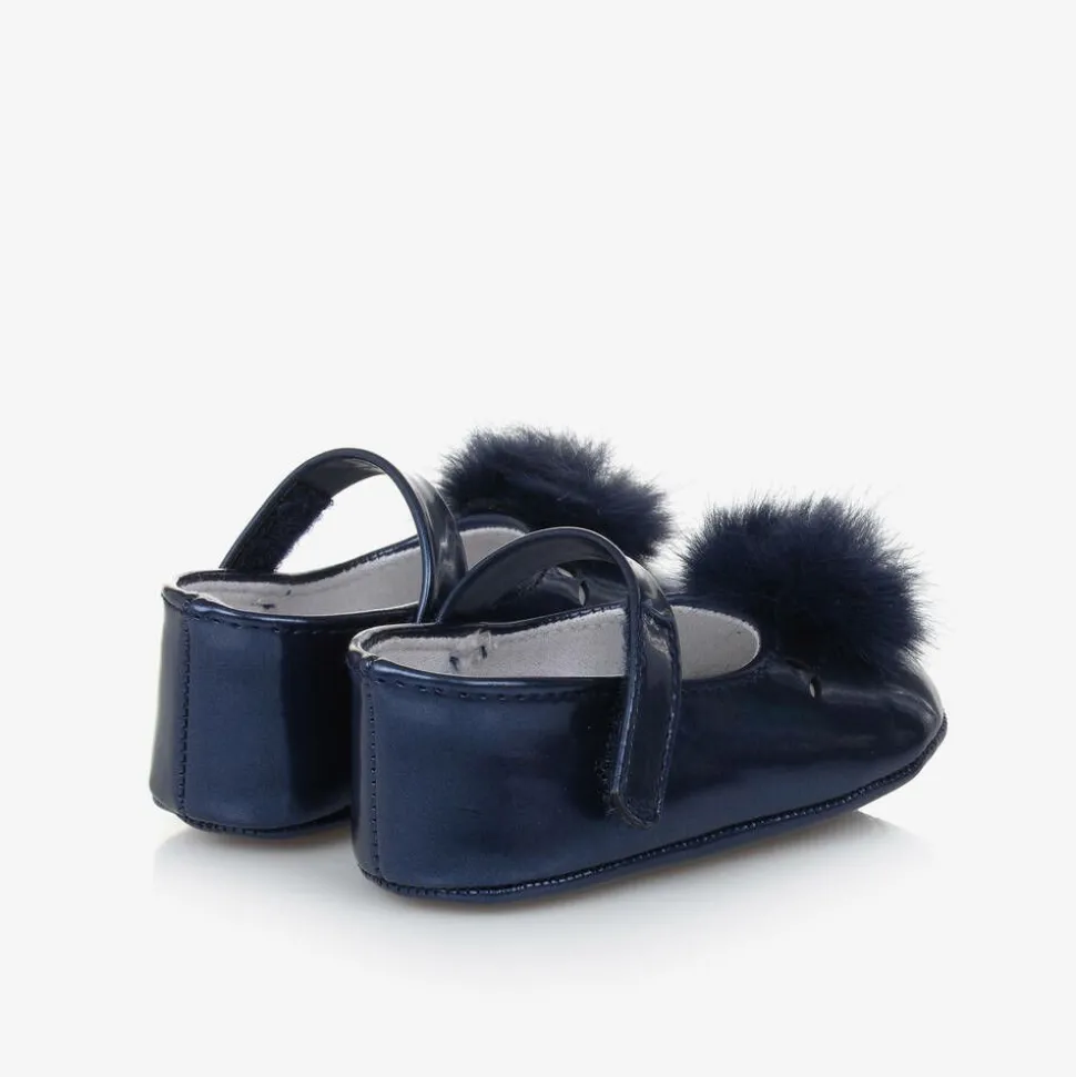 Baby Girls Blue Pom-Pom Pre-Walker Shoes