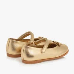 Baby Girls Gold Leather DG Ballerina Pumps