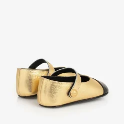 Baby Girls Gold Leather Pre-Walkers Shoes