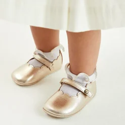 Baby Girls Gold Leather Pre-Walker Shoes