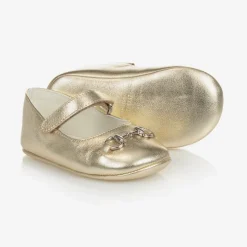 Baby Girls Gold Leather Shoes