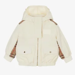 Baby Girls Ivory & Beige Check Jacket