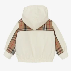 Baby Girls Ivory & Beige Check Jacket