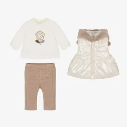 Baby Girls Ivory & Brown Leggings Set