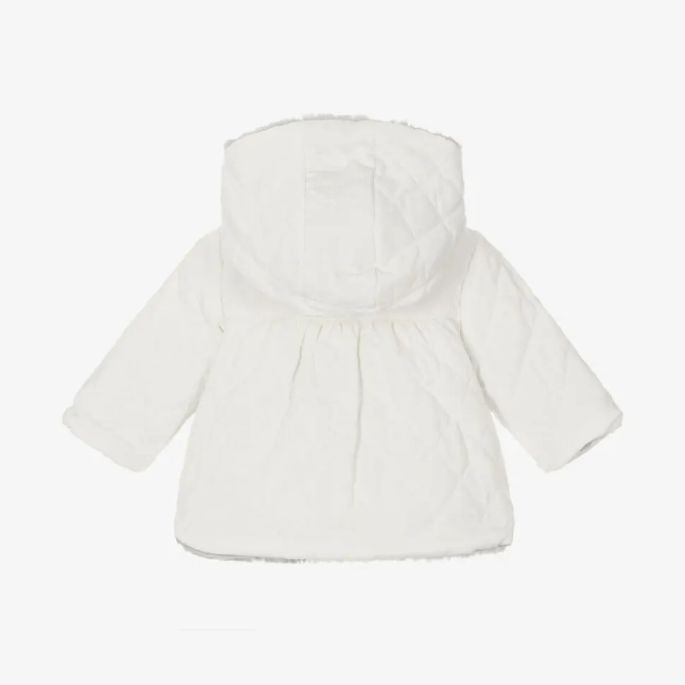 Baby Girls Ivory & Grey Reversible Coat