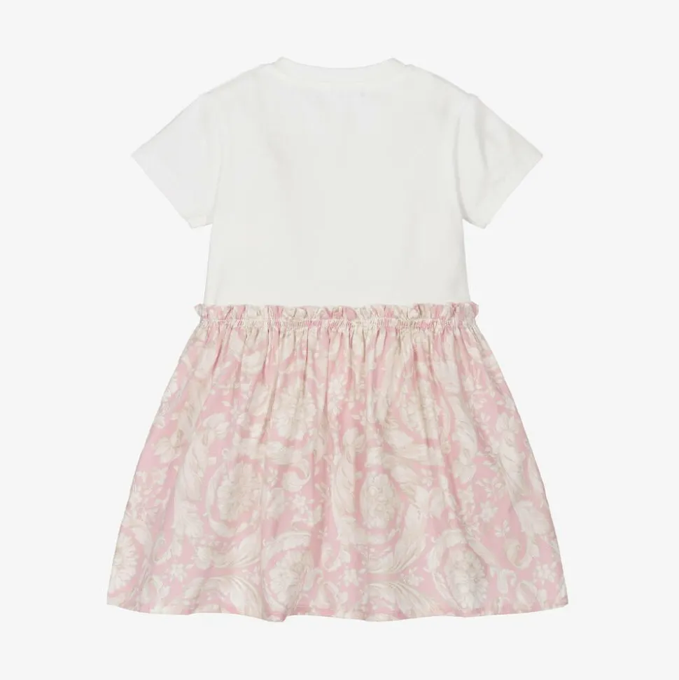 Baby Girls Ivory & Pink Barocco Cotton Dress
