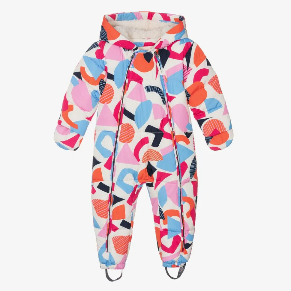 Baby Girls Ivory & Pink Puffer Snowsuit