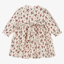 Baby Girls Ivory & Red Smocked Floral Dress