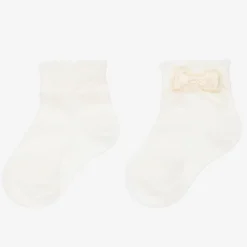 Baby Girls Ivory Bow Socks