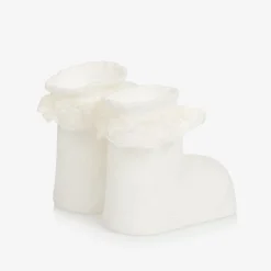 Baby Girls Ivory Cotton Frilly Socks