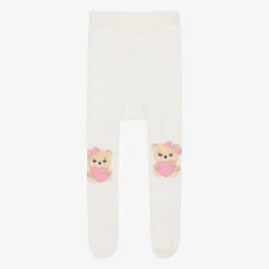 Baby Girls Ivory Cotton Teddy Tights