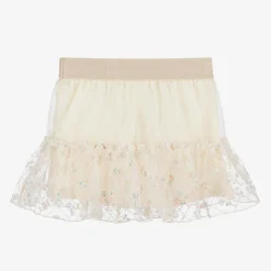 Baby Girls Ivory Embroidered Tulle Skirt