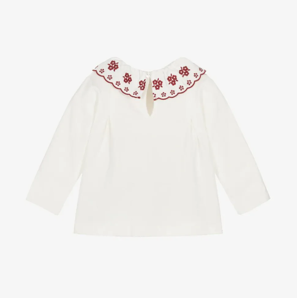 Baby Girls Ivory Embroidered Top