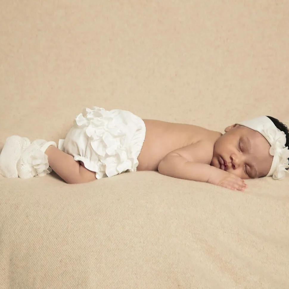 Baby Girls Ivory Headband & Booties Gift Set