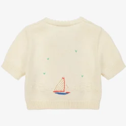 Baby Girls Ivory Knitted Boat Cardigan