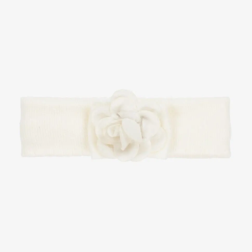 Baby Girls Ivory Knitted Flower Headband