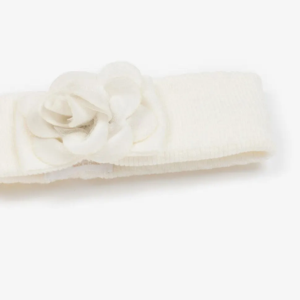 Baby Girls Ivory Knitted Flower Headband