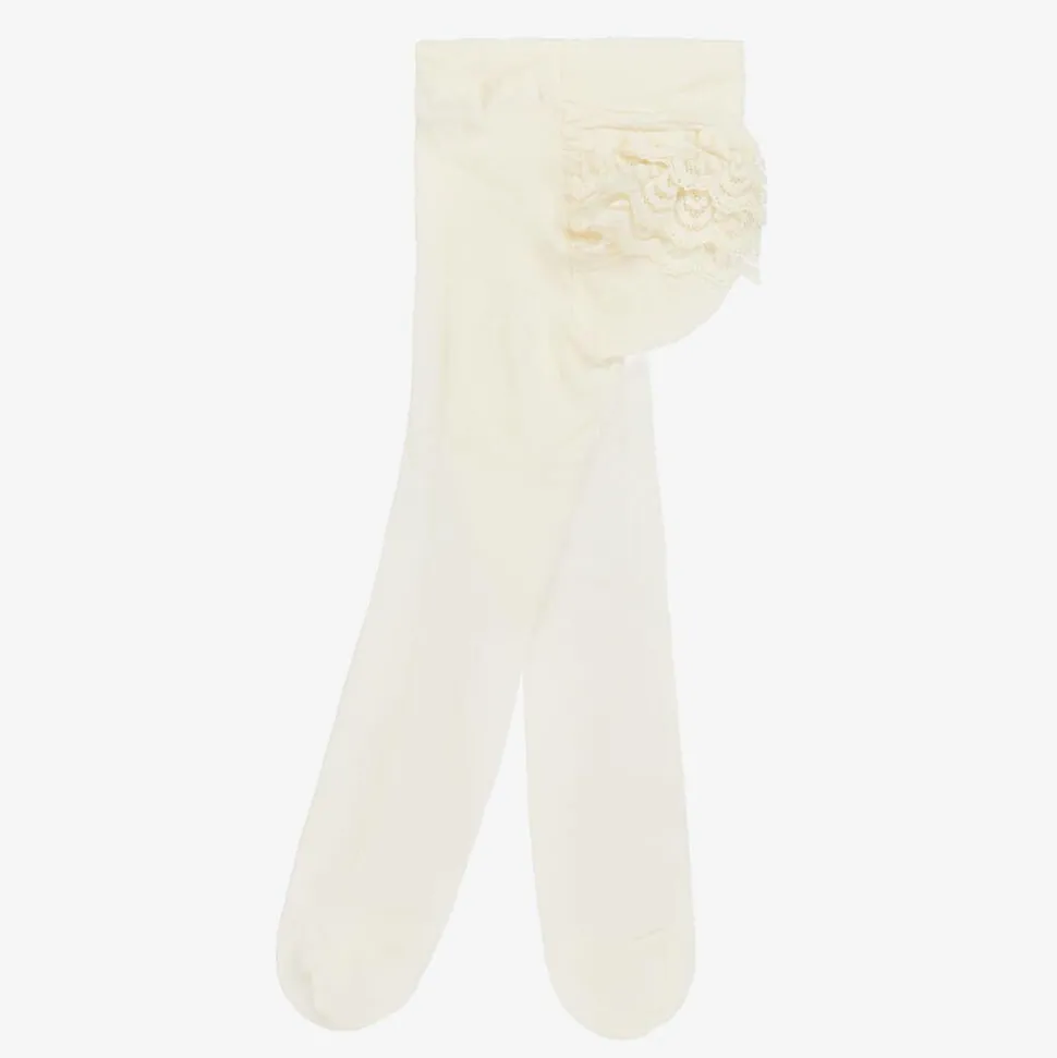 Baby Girls Ivory Lace Frill Tights