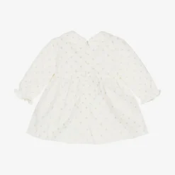 Baby Girls Ivory Velvet Polka Dot Dress