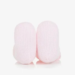 Baby Girls Pale Pink Cotton Knit Booties
