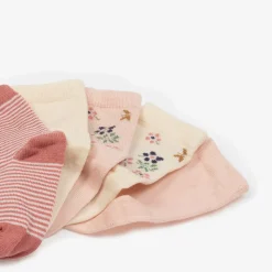 Baby Girls Pink & Ivory Cotton Socks (5 Pack)