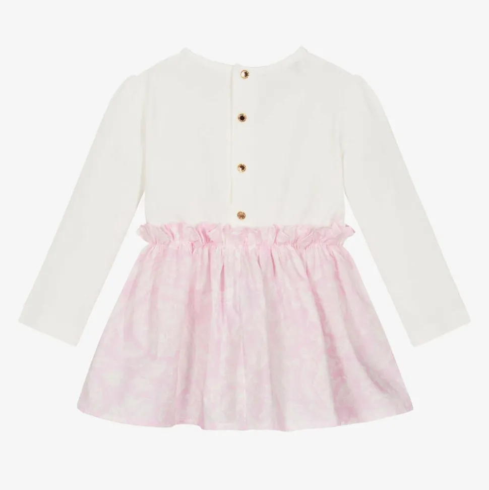 Baby Girls Pink & White Cotton Dress