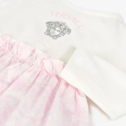 Baby Girls Pink & White Cotton Dress