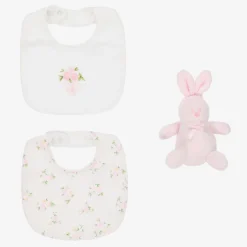 Baby Girls Pink Bibs & Bunny Gift Set