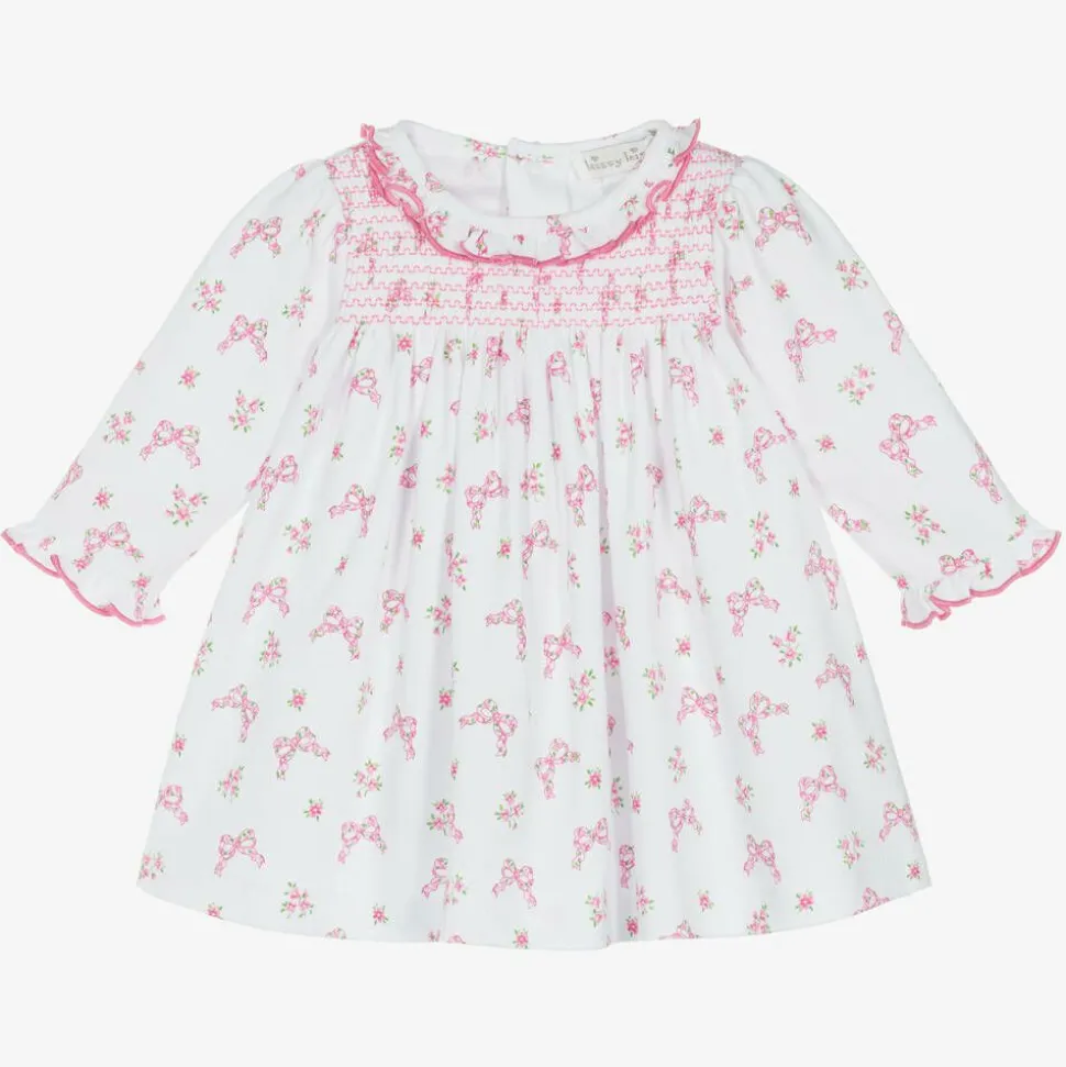 Baby Girls Pink Blooming Bows Pima Cotton Dress