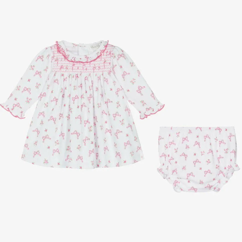 Baby Girls Pink Blooming Bows Pima Cotton Dress