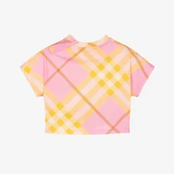 Baby Girls Pink Check Cotton T-Shirt