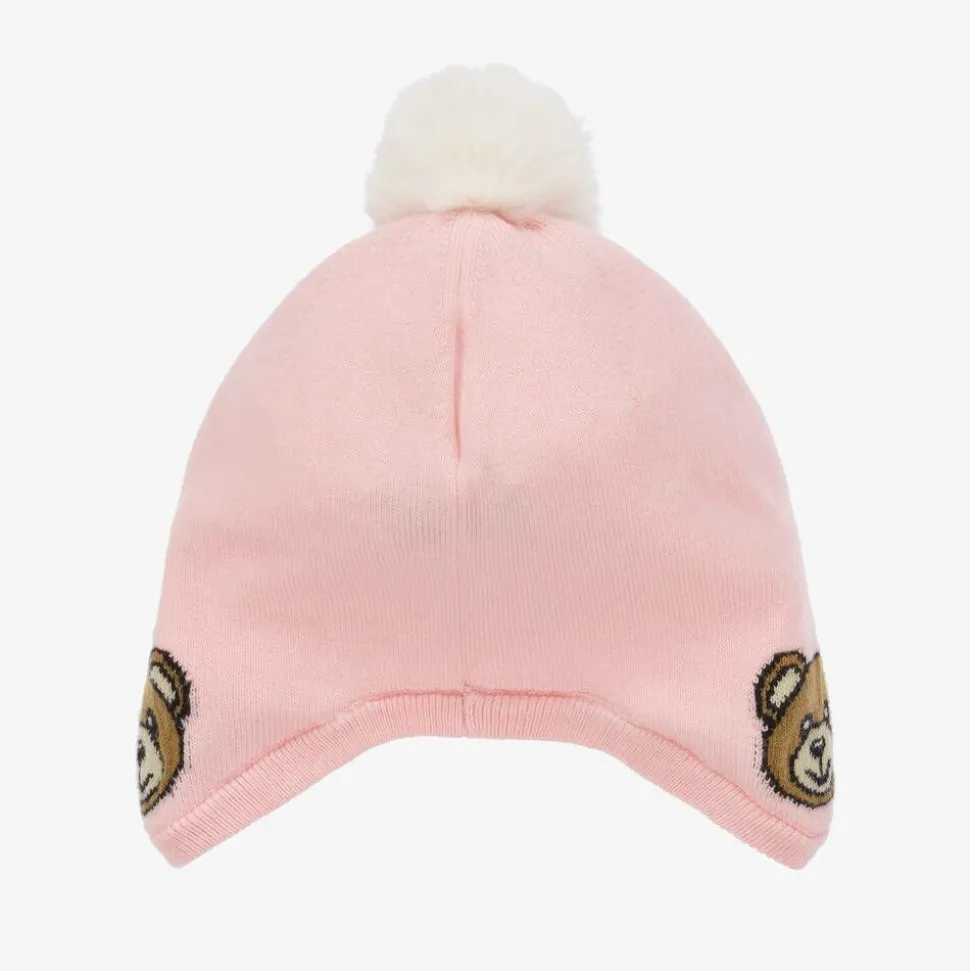 Baby Girls Pink Cotton & Wool Knit Hat