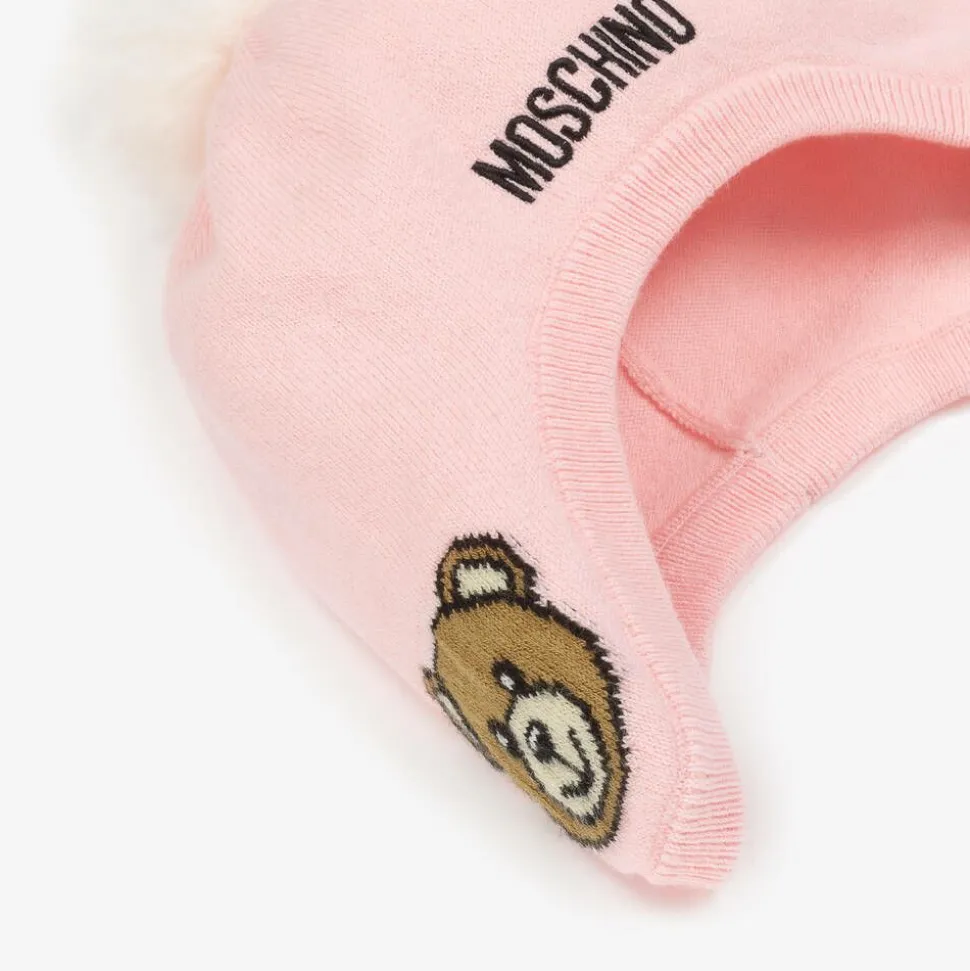 Baby Girls Pink Cotton & Wool Knit Hat
