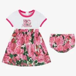 Baby Girls Pink Cotton Floral Dress