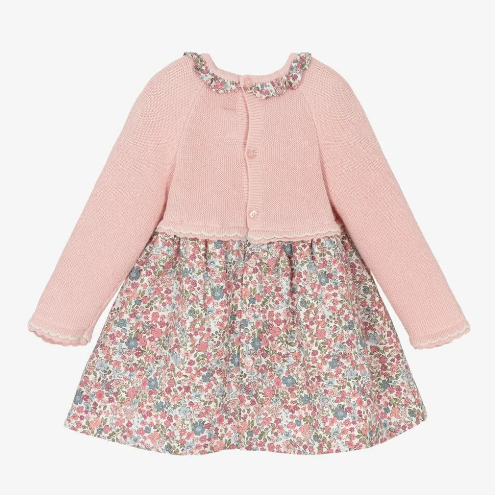 Baby Girls Pink Cotton Floral Dress