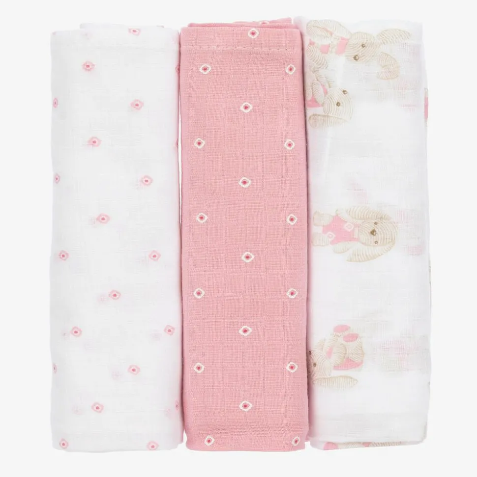 Baby Girls Pink Cotton Muslins (3 Pack)
