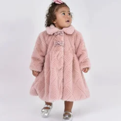 Baby Girls Pink Faux Fur Coat