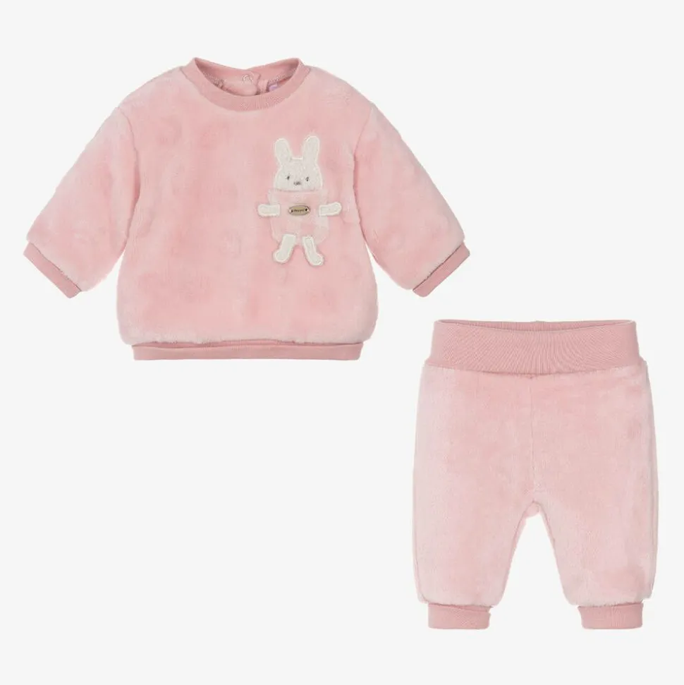 Baby Girls Pink Faux Fur Bunny Tracksuit