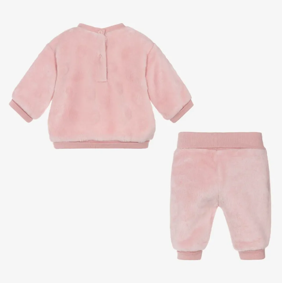 Baby Girls Pink Faux Fur Bunny Tracksuit