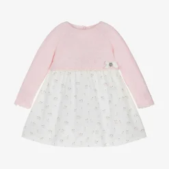 Baby Girls Pink Penguin Wool & Cotton Dress