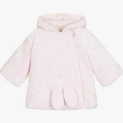 Baby Girls Pink Plush Bunny Coat